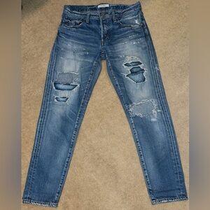 Moussy Distressed Medium Blue Skinny Jeans